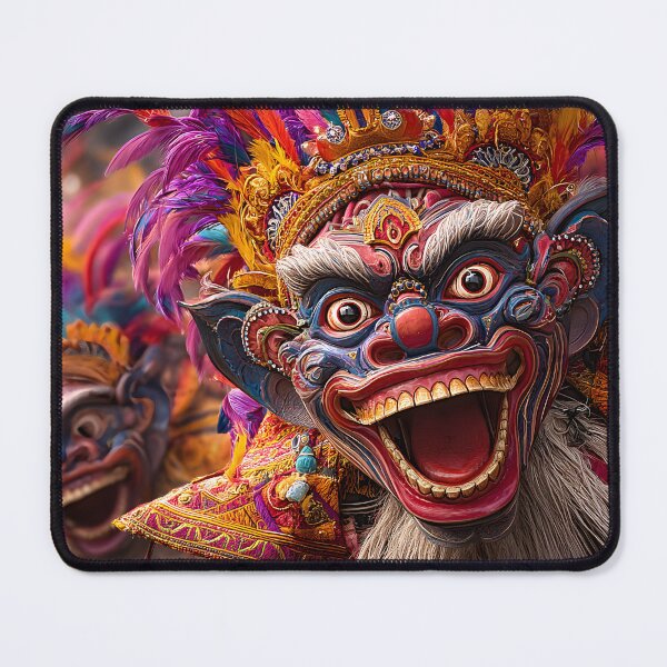 Item preview, Colorful Balinese Mask Performance with Vibrant Feathers designed and sold by Artessie.