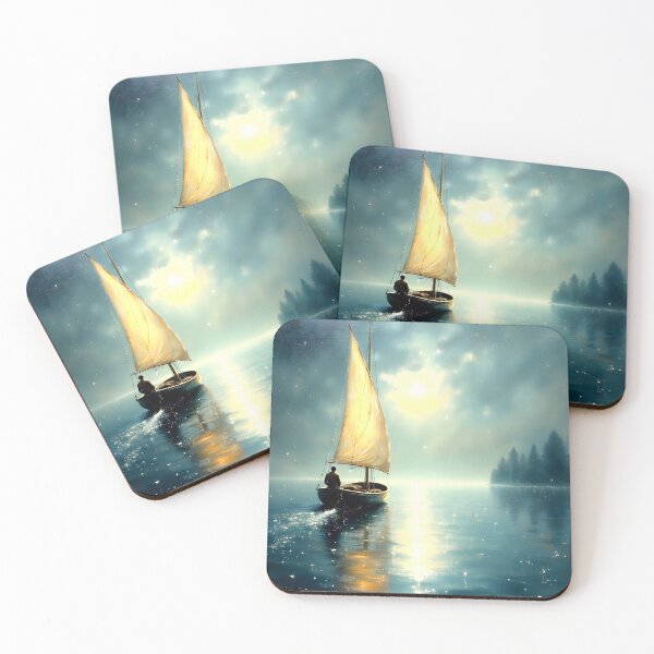 Item preview, Moonscape With Solitary Boat designed and sold by ByNicoleSara.