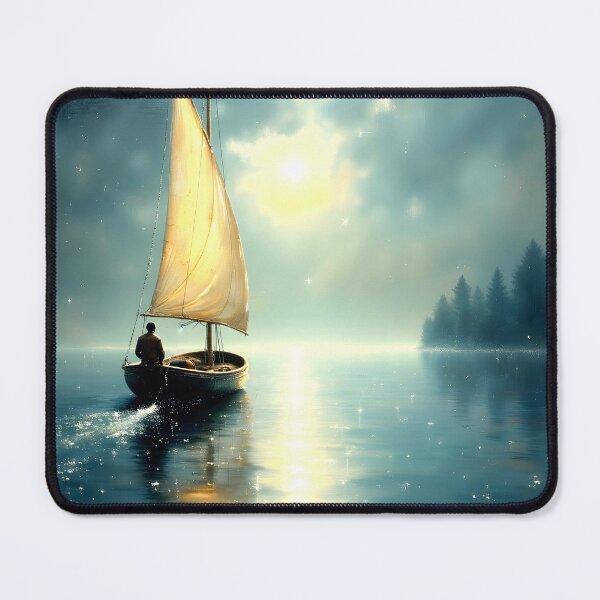 Item preview, Moonscape With Solitary Boat designed and sold by ByNicoleSara.