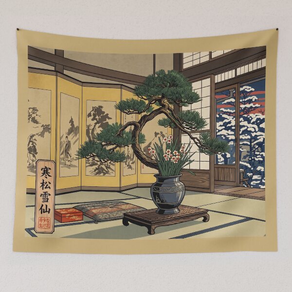 Item preview, Ukiyo-e Pine Narcissus Ikebana Art designed and sold by conohitoAI-ArtGallery.