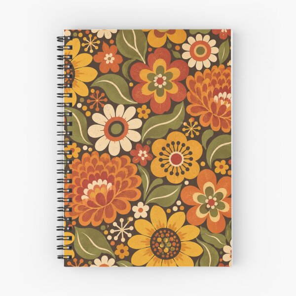 Item preview, Groovy Autumn Flowers 70s Vintage Pattern designed and sold by Golden Era Studio.