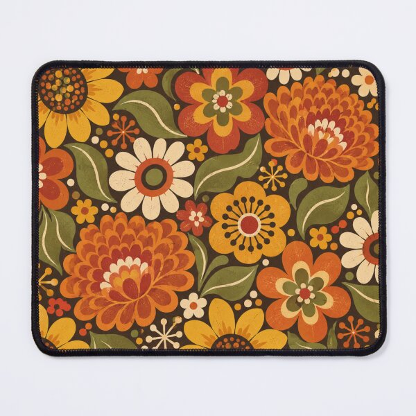 Item preview, Groovy Autumn Flowers 70s Vintage Pattern designed and sold by Golden Era Studio.