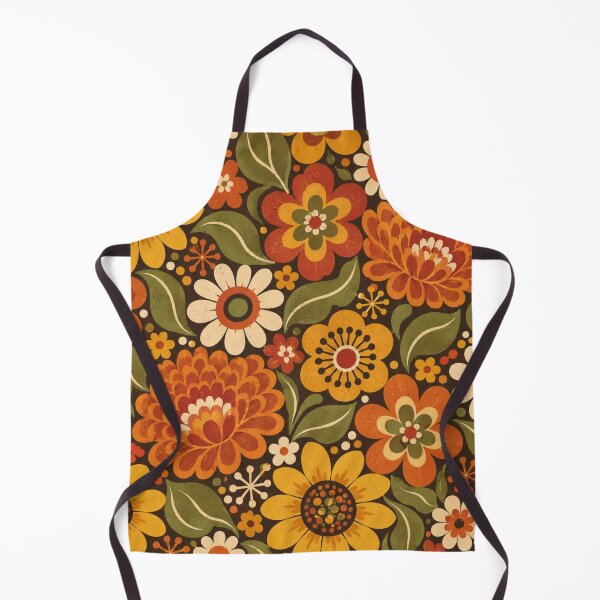 Item preview, Groovy Autumn Flowers 70s Vintage Pattern designed and sold by Golden Era Studio.