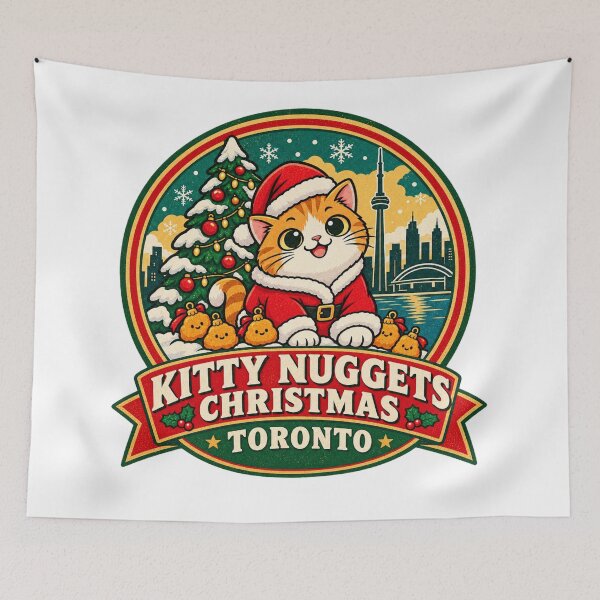 Item preview, Kitty Nuggets Christmas Shirt – Toronto Cute Cat Santa Retro Design designed and sold by Globalcitytees.