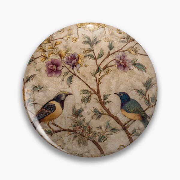 Item preview, Chinoiserie Songbirds Peony Cream Gold Vintage Floral designed and sold by GrinGalore.