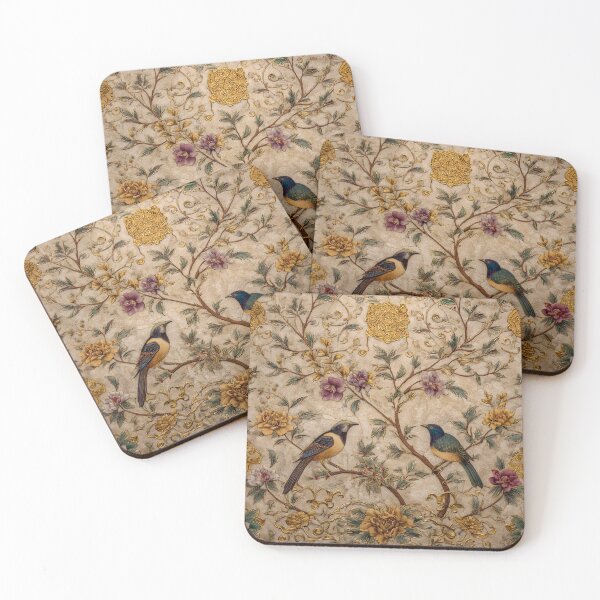 Item preview, Chinoiserie Songbirds Peony Cream Gold Vintage Floral designed and sold by GrinGalore.