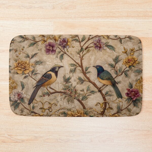 Item preview, Chinoiserie Songbirds Peony Cream Gold Vintage Floral designed and sold by GrinGalore.
