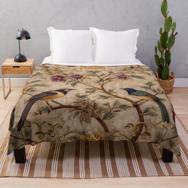 Item preview, Chinoiserie Songbirds Peony Cream Gold Vintage Floral designed and sold by GrinGalore.