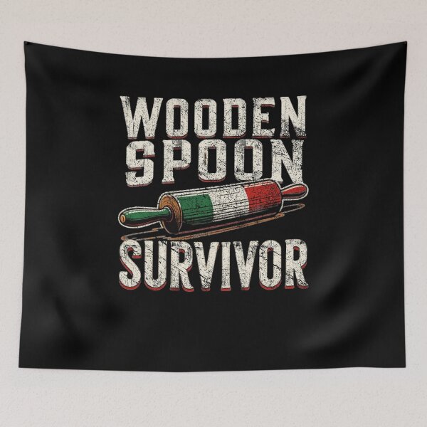 Item preview, Wooden Spoon Survivor Funny Italian Heritage Cooking Humor Design designed and sold by SEINENGAPPI23.
