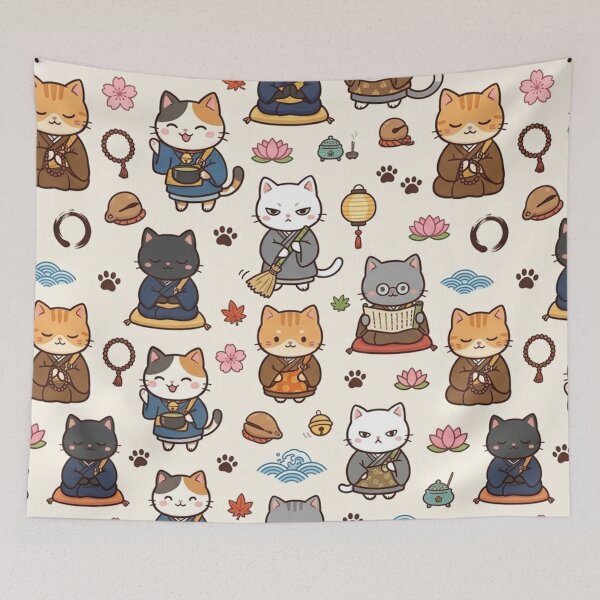 Item preview, Kawaii Japanese Cat Pattern designed and sold by lungpleecha.