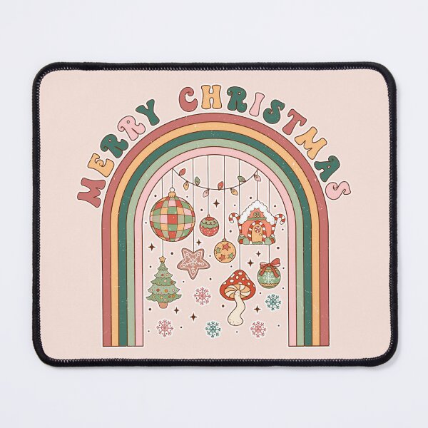Item preview, Retro Merry Christmas Rainbow Arch, Vintage Groovy Holiday Ornaments And Mushroom designed and sold by zozo-shop.