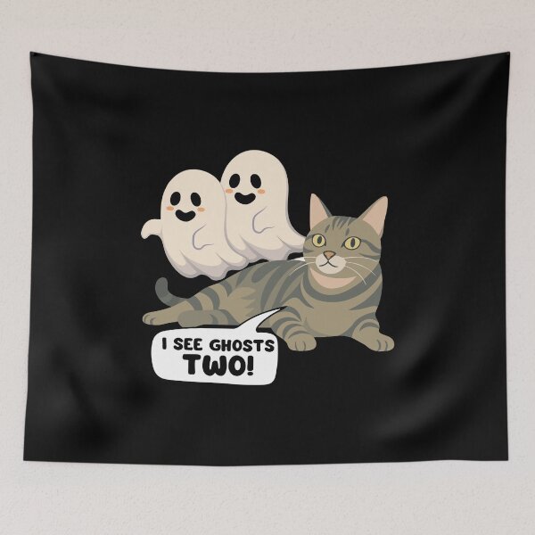 Item preview, Halloween tabby seeing ghosts designed and sold by BigfeetLittlepaws.