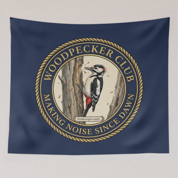 Item preview, Making Noise Since Dawn Woodpecker Humor Badge designed and sold by CalmCapy Co.