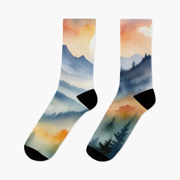 Item preview, Watercolor Mountain Sunrise designed and sold by ByNicoleSara.
