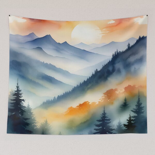 Item preview, Watercolor Mountain Sunrise designed and sold by ByNicoleSara.