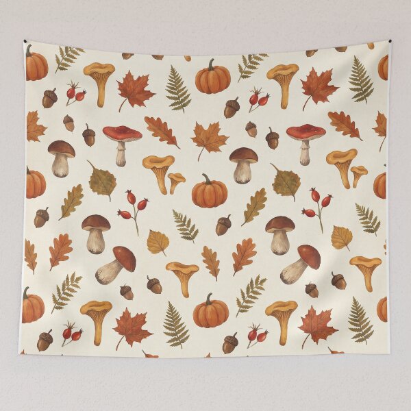Item preview, Autumn Woodland Mushroom Pattern designed and sold by Helenaphotoart.
