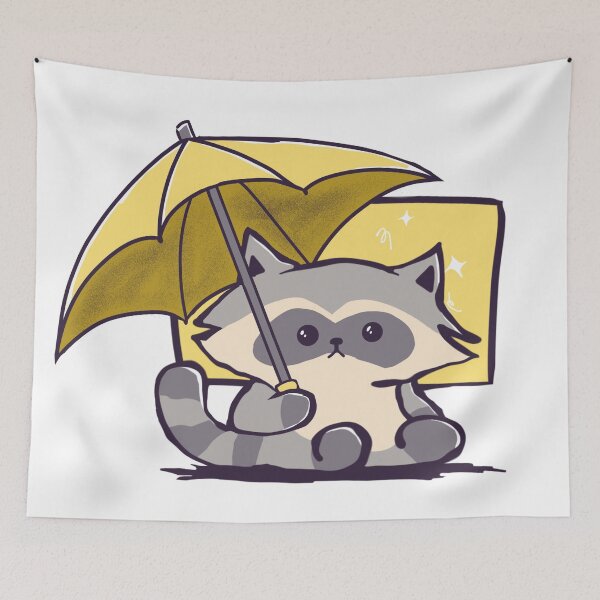 Item preview, Sparkly Raccoon Holding Umbrella designed and sold by benyrhmt.