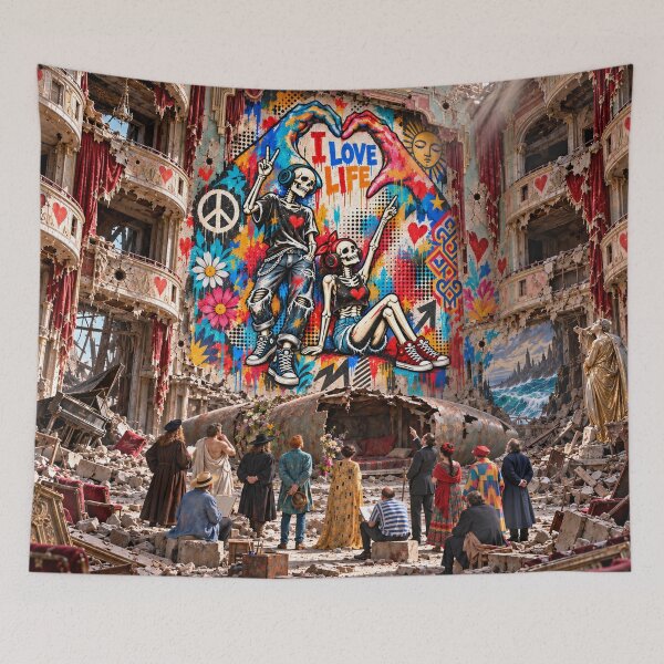 Item preview, Skeleton Couple in a Ruined Theater designed and sold by Qenlo.