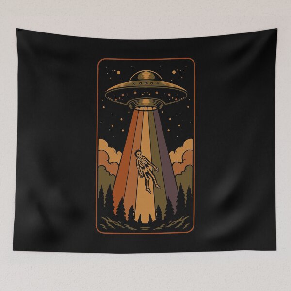 Item preview, Vintage Alien Abduction Halloween Design – Retro UFO Skeleton Horror Art designed and sold by phsycartwork.