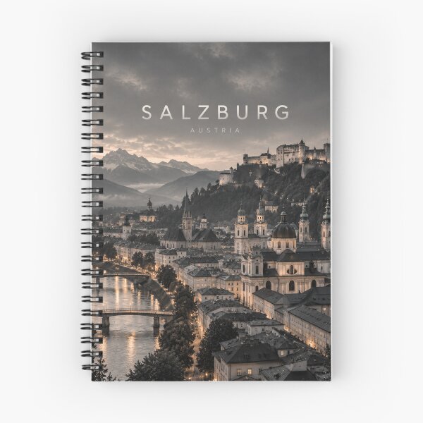 Item preview, Salzburg Cinematic Monochrome Alpine City Artwork designed and sold by MichaeIRellov.