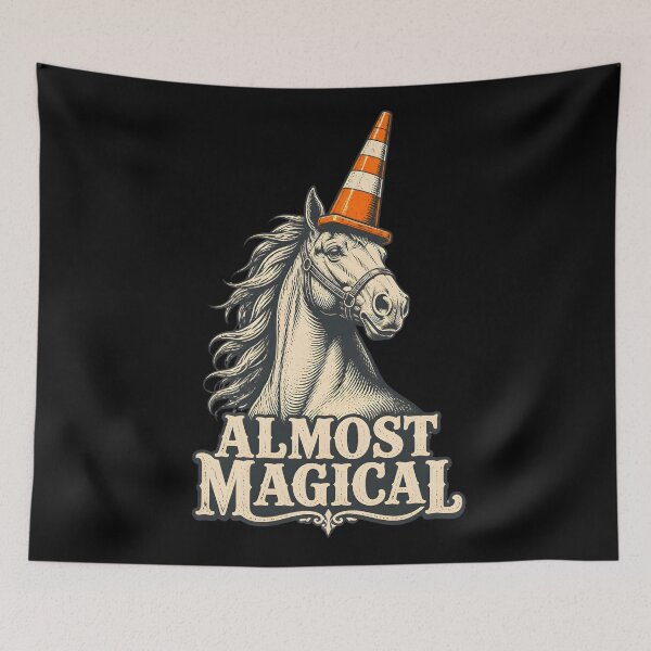 Item preview, Vintage Almost Magical Horse Traffic Cone Unicorn Humor Gifts designed and sold by LeSoniPapaPrint.