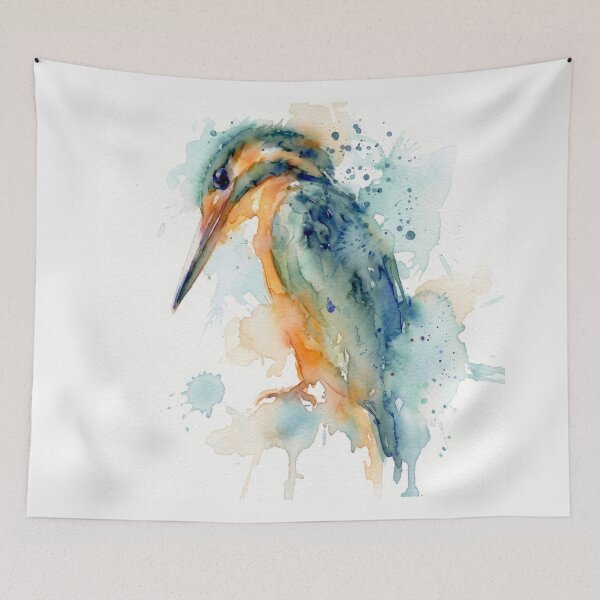 Item preview, Vibrant Kingfisher Bird Watercolor Art designed and sold by caracatita75.