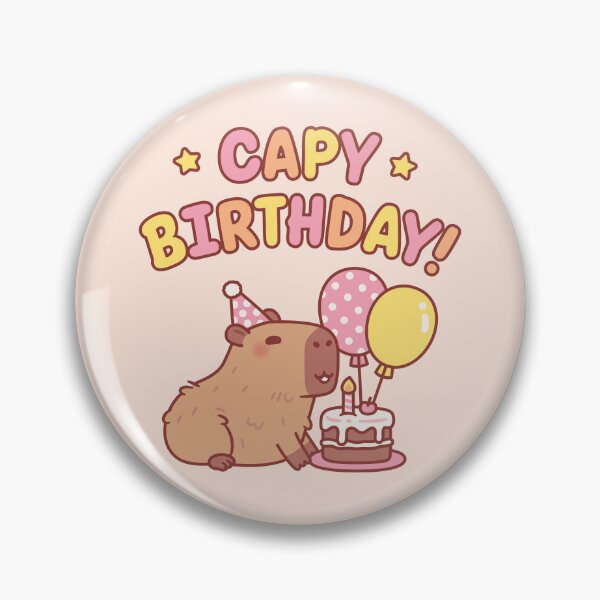 Item preview, Capy Birthday Cute Capybara with Cake and Balloons designed and sold by rustydoodle.