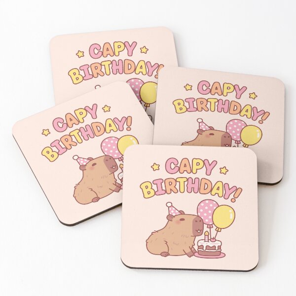 Item preview, Capy Birthday Cute Capybara with Cake and Balloons designed and sold by rustydoodle.