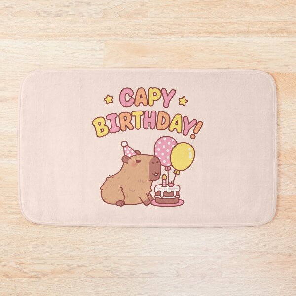 Item preview, Capy Birthday Cute Capybara with Cake and Balloons designed and sold by rustydoodle.