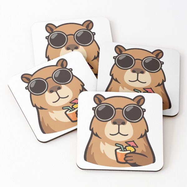 Item preview, Cool Capybara Cartoon with Tropical Drink  designed and sold by stylishdzign.
