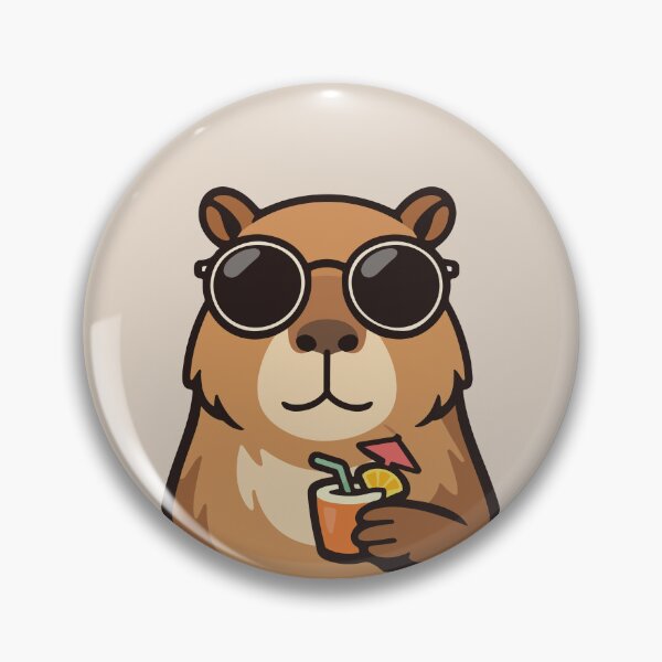 Item preview, Cool Capybara Cartoon with Tropical Drink  designed and sold by stylishdzign.