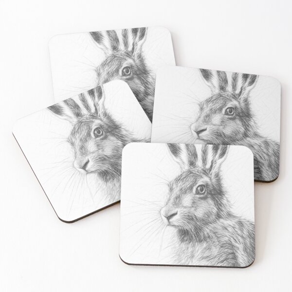 Item preview, Detailed Hare Pencil Sketch Black and White Wildlife Drawing designed and sold by Leon Woods Pencil Art.