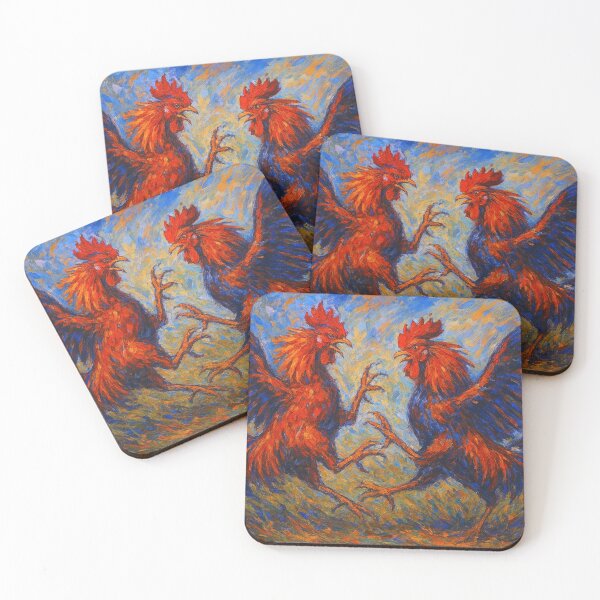 Item preview, Cockfighting – Fighting Roosters Painting. designed and sold by GalleryKauffeld.