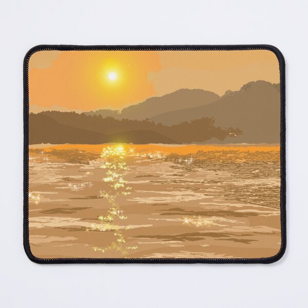 Item preview, Golden Sunset Sparkling Sea Landscape designed and sold by MigWhimsy.