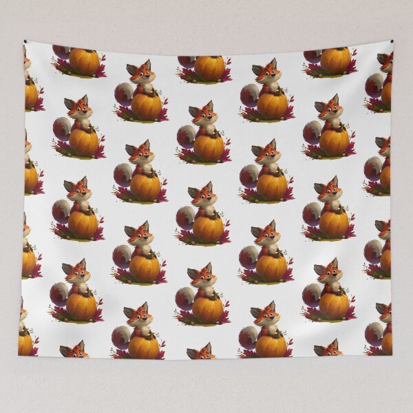 Item preview, Cute Autumn Fox with Pumpkin designed and sold by Helenaphotoart.