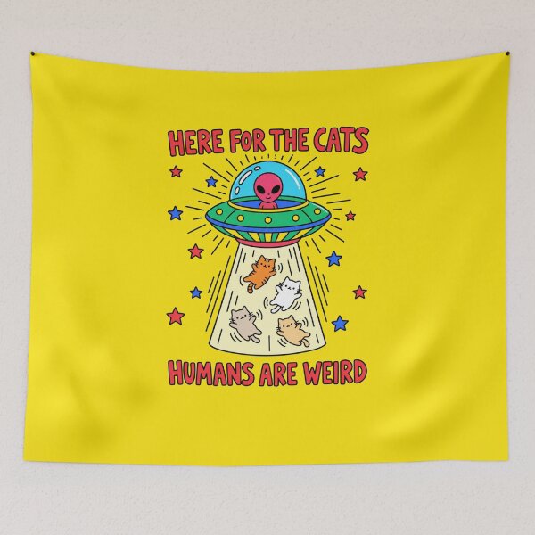 Item preview, Here for the cats, humans are weird designed and sold by Bored Duck.