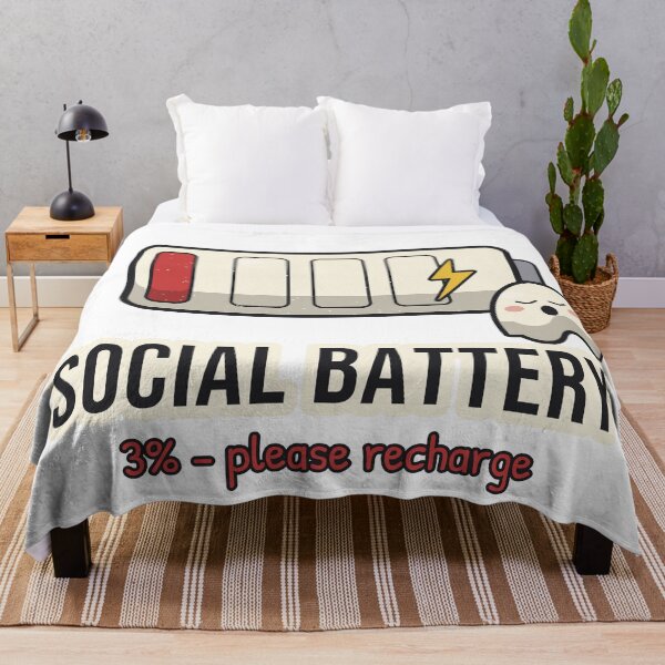 Item preview, Social Battery 3% - Introvert Humor designed and sold by BooAndBloomCo.
