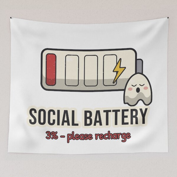 Item preview, Social Battery 3% - Introvert Humor designed and sold by BooAndBloomCo.