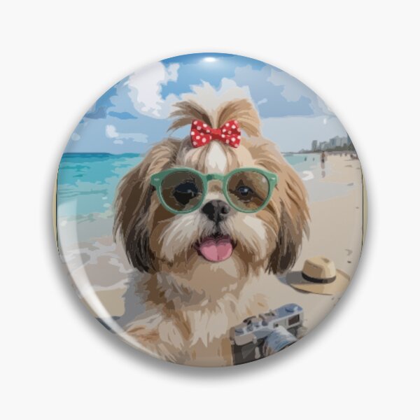 Item preview, Shih Tzu Beach Vacation – Cute Summer Dog designed and sold by PawsAndPallette .