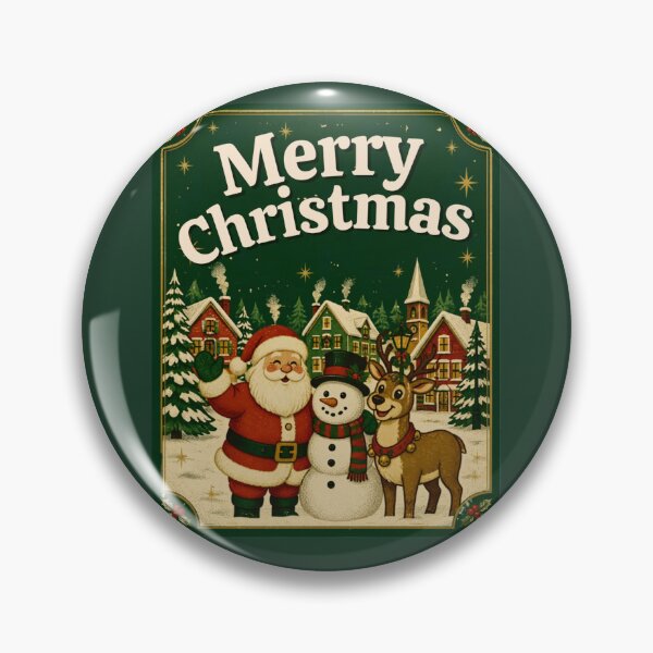 Item preview, Vintage Merry Christmas - Retro Santa, Snowman & Reindeer designed and sold by PoppaBear71.
