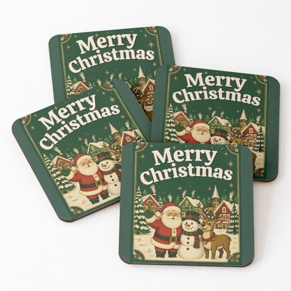Item preview, Vintage Merry Christmas - Retro Santa, Snowman & Reindeer designed and sold by PoppaBear71.