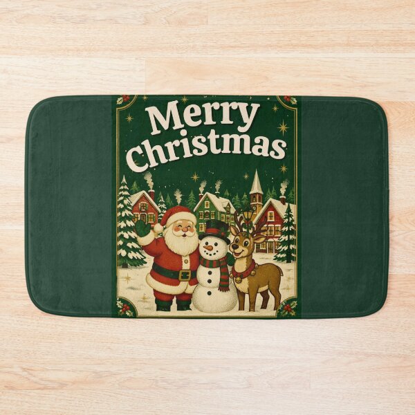 Item preview, Vintage Merry Christmas - Retro Santa, Snowman & Reindeer designed and sold by PoppaBear71.
