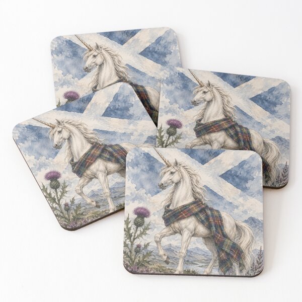 Item preview, Scottish Unicorn Wall Art Heritage Watercolour Highlands Print designed and sold by ArcanePrintsxo.