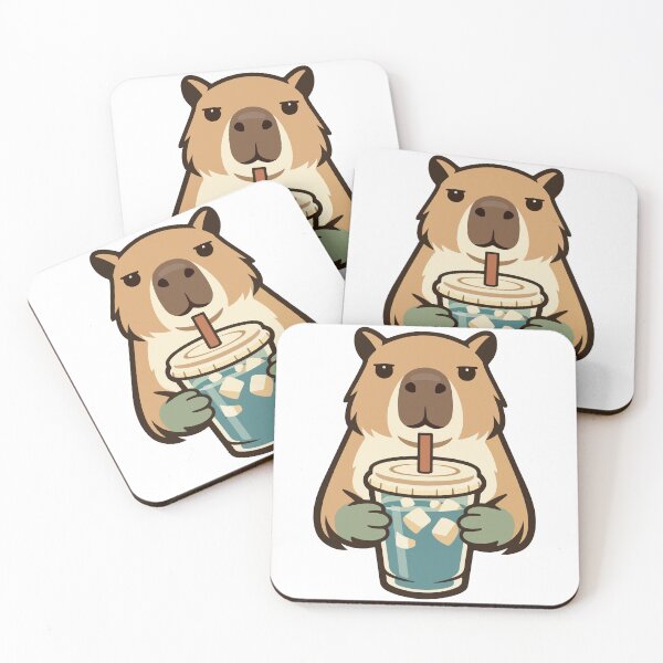 Item preview, Capybara Cartoon with Iced Drink  designed and sold by stylishdzign.