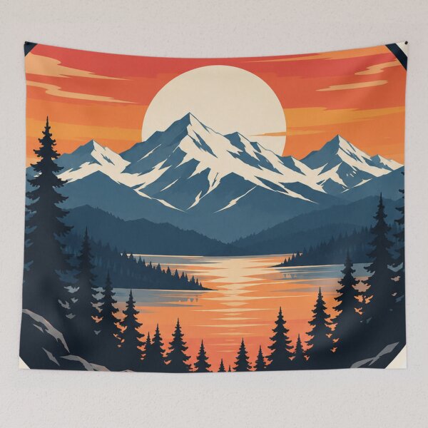 Item preview, Vintage Mountain Sunset Lake Wilderness Badge designed and sold by Punch-E415.