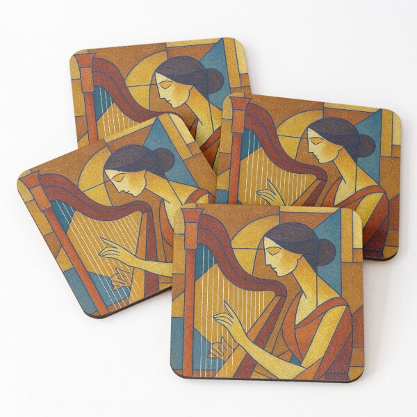 Item preview, Harpist Playing the Harp Illustration designed and sold by GalleryKauffeld.