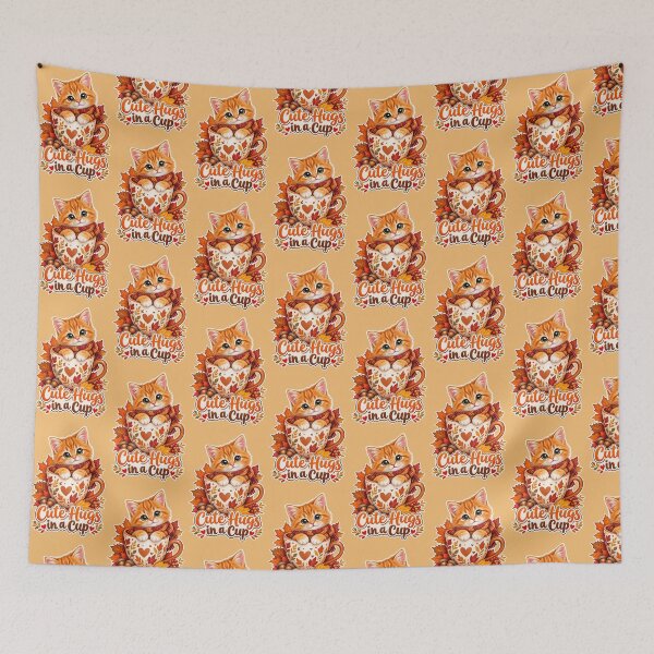 Item preview, Cute Orange Cat Hugs in a Cup for Fall designed and sold by Bossmommy84.