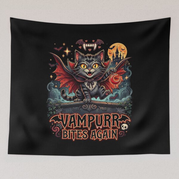 Item preview, Vampurr Bites Again Funny Cat designed and sold by Zbixu.