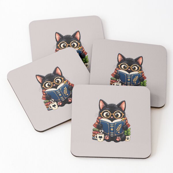 Item preview, Cozy Black Cat Reading Books – Cute Kawaii Book Lover Design designed and sold by aminomen.
