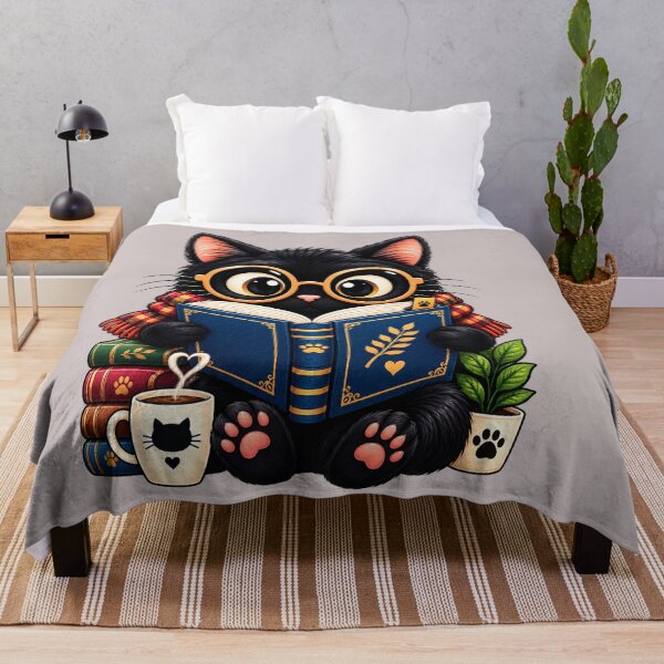 Item preview, Cozy Black Cat Reading Books – Cute Kawaii Book Lover Design designed and sold by aminomen.